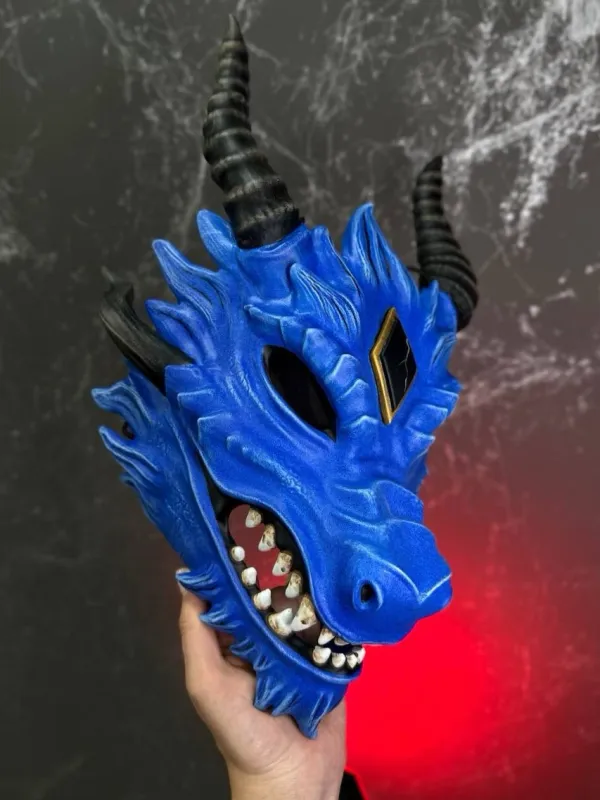 Blue Dragon Mask, Dragon armor, Skyrim cosplay &amp; Dragon cosplay. DnD cosplay mask, Masquerade mask, Dragonborn mask Halloween