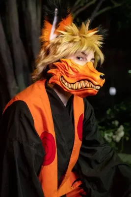 Kitsune Half Mask, Japanese Fox Mask, Wolf Mask. Kurama mask, Kitsune cosplay, Fox Cosplay, Naruto Cosplay, Yokai cosplay