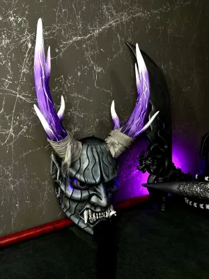 Oni mask with Horns, Japanese Demon mask, DBD Oni cosplay cosplay mask. Samurai mask, Devil mask, Ghost of Tsushima mask