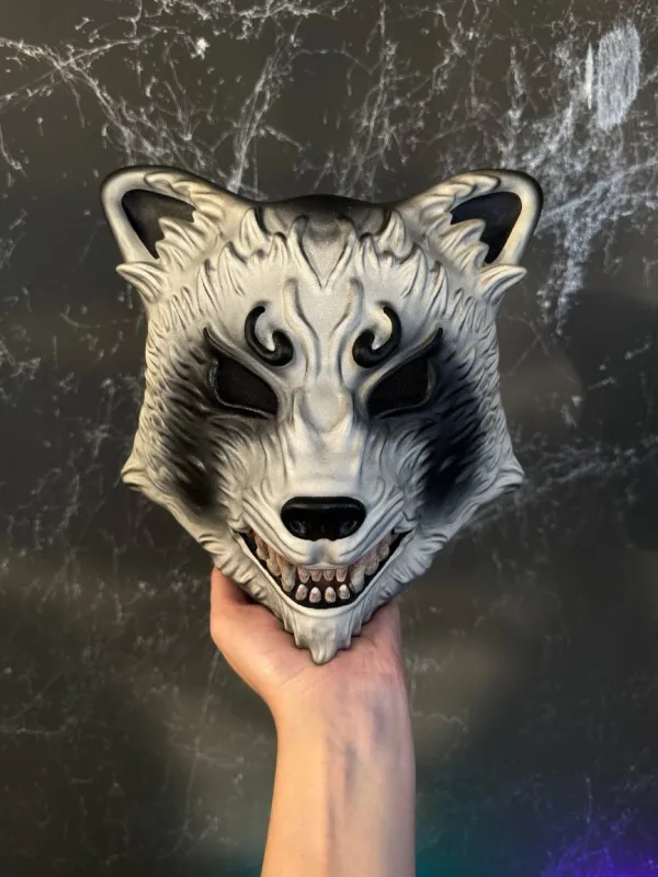 Japanese Grey Panda mask, Tanuki mask, Yokai cosplay mask. Bear mask, raccoon dog mask, Therian mask, Custom animal mask