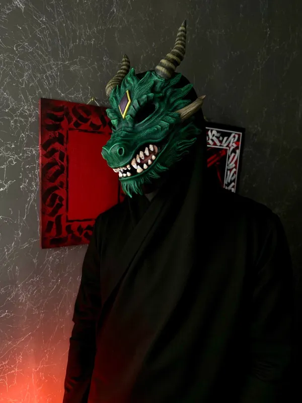Green Dragon Mask, Dragon armor, Skyrim cosplay, Dragon cosplay. DnD cosplay mask, Masquerade mask, Dragonborn mask Halloween