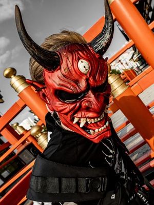 DBD Oni mask, Japanese Demon mask, Dead by Daylight cosplay mask. Samurai mask, Noh mask, Hannya mask, Ghost of Tsushima mask