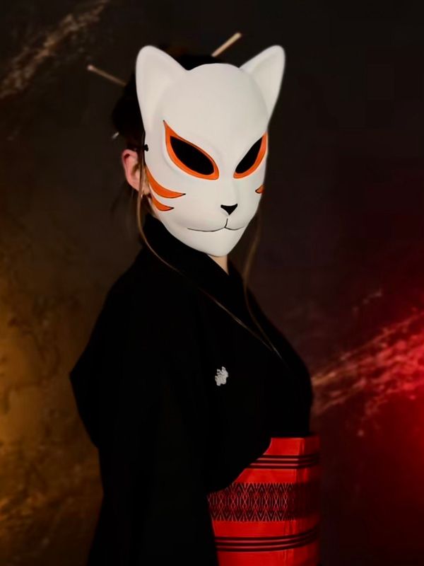 Japanese Cat mask, Anbu Mask, Kitsune mask. Masquerade mask, Fox mask, Bastet mask, Anime mask, kakashi cosplay Naruto