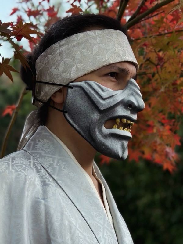 White Samurai Half Mask