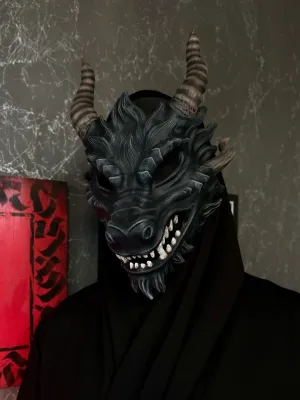 Black Dragon Mask, Dragon armor, Skyrim cosplay, Dragon cosplay. DnD cosplay mask, Masquerade mask, Dragonborn mask Halloween