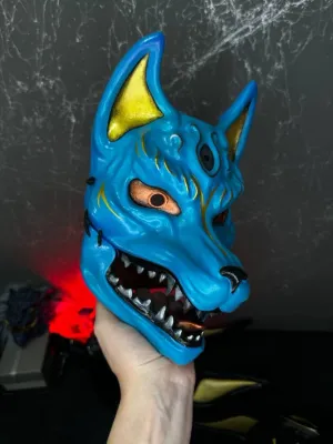 Kitsune Mask, Japanese Fox Mask, Wolf Mask. Kurama mask, Kitsune cosplay, Fox Cosplay, Naruto Cosplay, Yokai cosplay mask