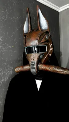 Techno Anubis mask with blue LED lights