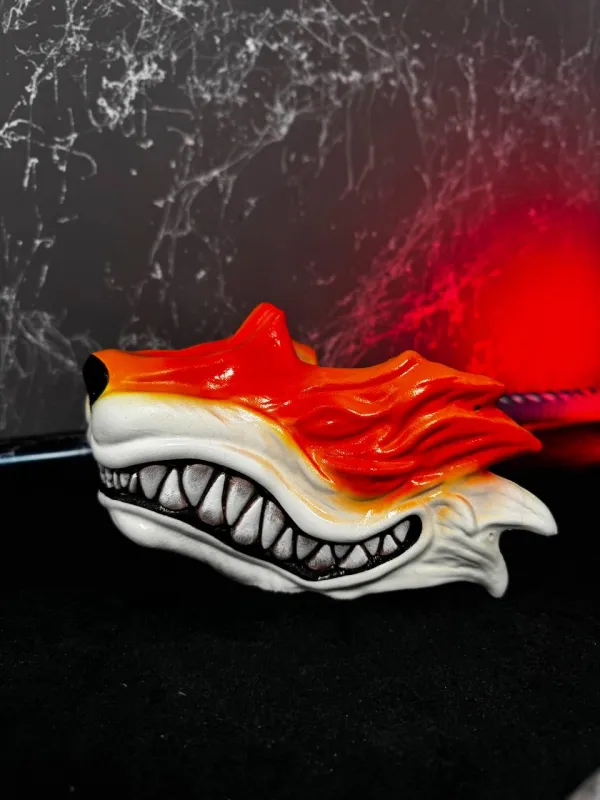 Kitsune Half Mask, Japanese Fox Mask, Wolf Mask. Kurama mask, Kitsune cosplay, Fox Cosplay, Naruto Cosplay, Yokai cosplay