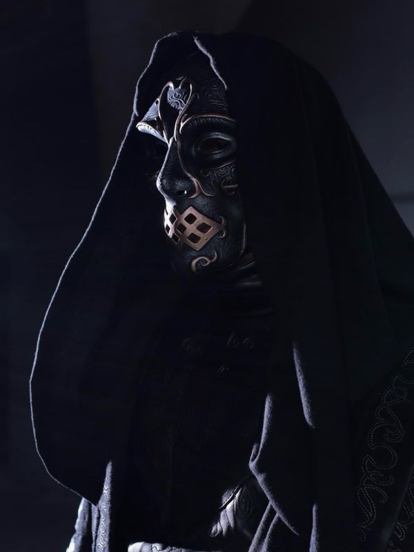 Death Eater mask — Black &amp; Silver with Rose Gold