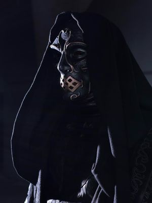 Death Eater mask — Black &amp; Silver with Rose Gold