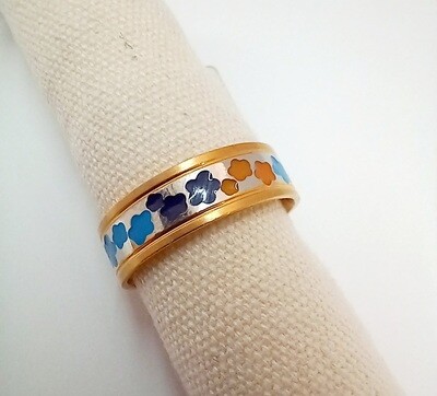 Anillo acero flores colores