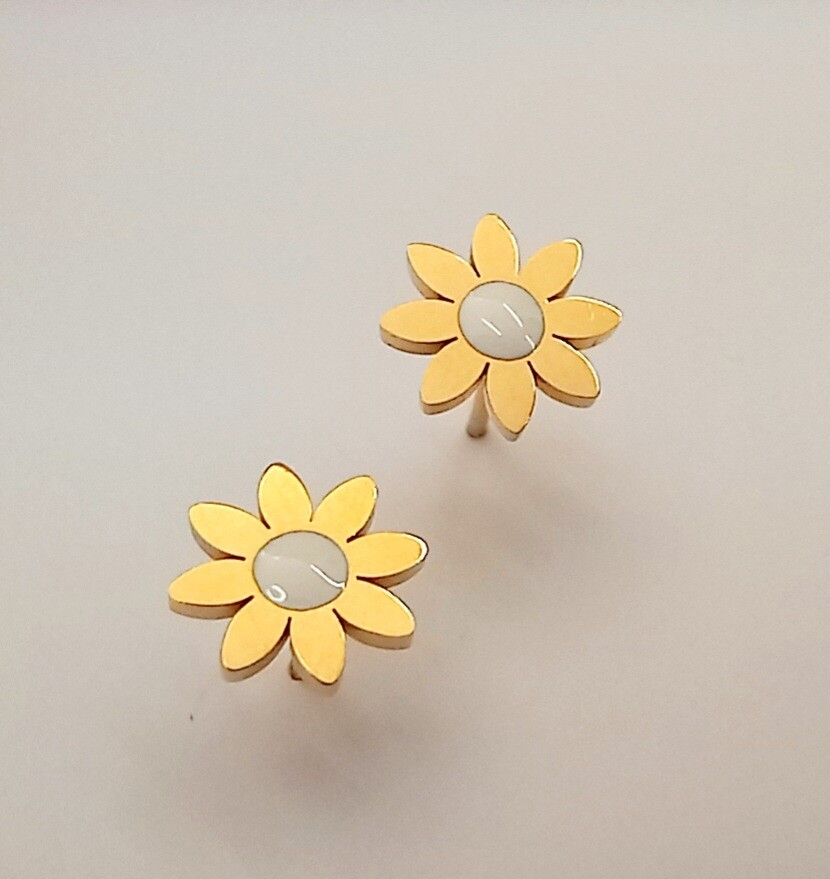 Pendientes acero flor mini