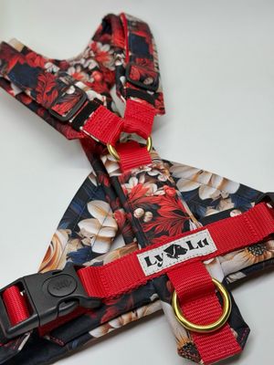 Hundegeschirr Premium, Gr. M, Flower White / Red Hundegeschirr Premium, Gr. M, Flower White / Red
