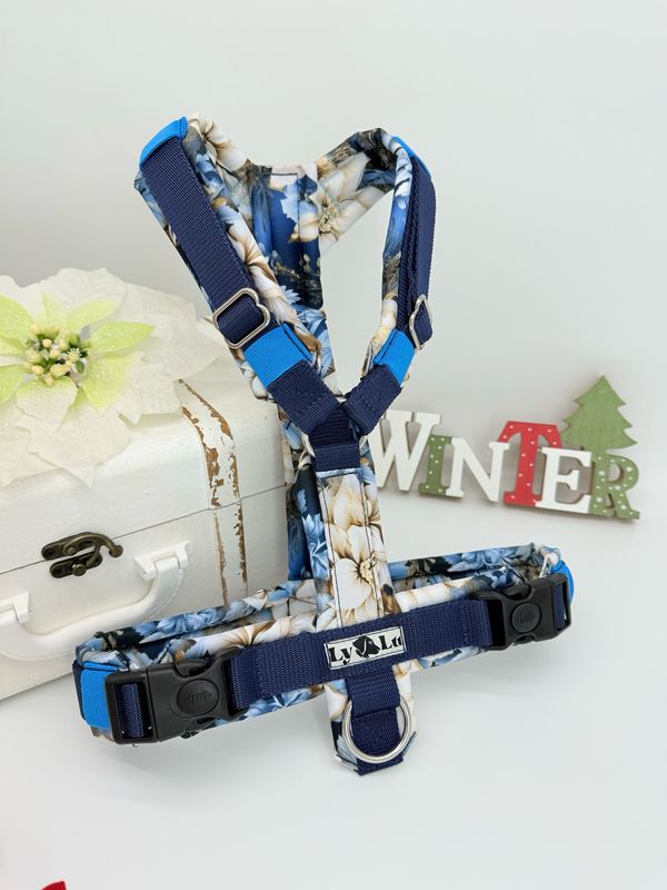 Hundegeschirre Basic Gr. M Pastellblau / Eisblume