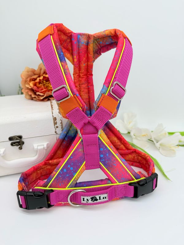 Hundegeschirr Basic X Gr. M Magenta / Farbklecks