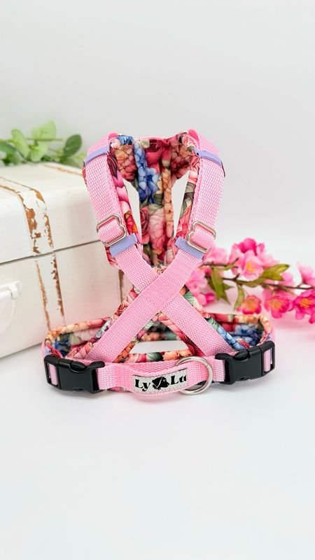 Hundegeschirr Basic X, Rosa / Blumenwiese