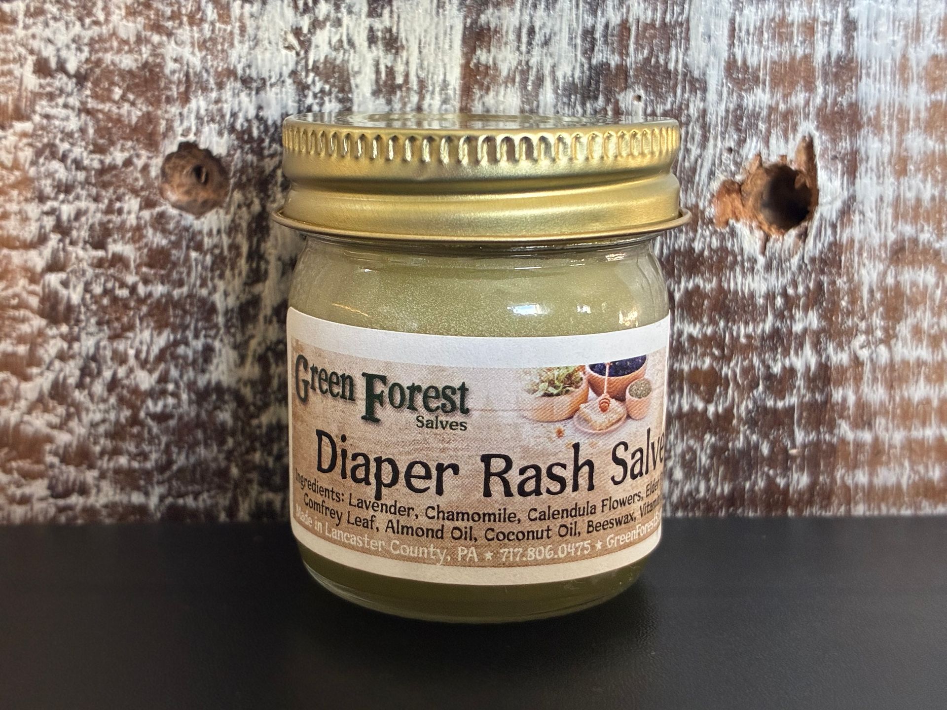 This all natural Diaper Rash Salve has no harsh ingredients to irritate baby's soft skin. Use on diaper rash and more.

