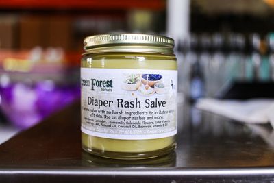 This all natural Diaper Rash Salve has no harsh ingredients to irritate baby's soft skin. Use on diaper rash and more.

