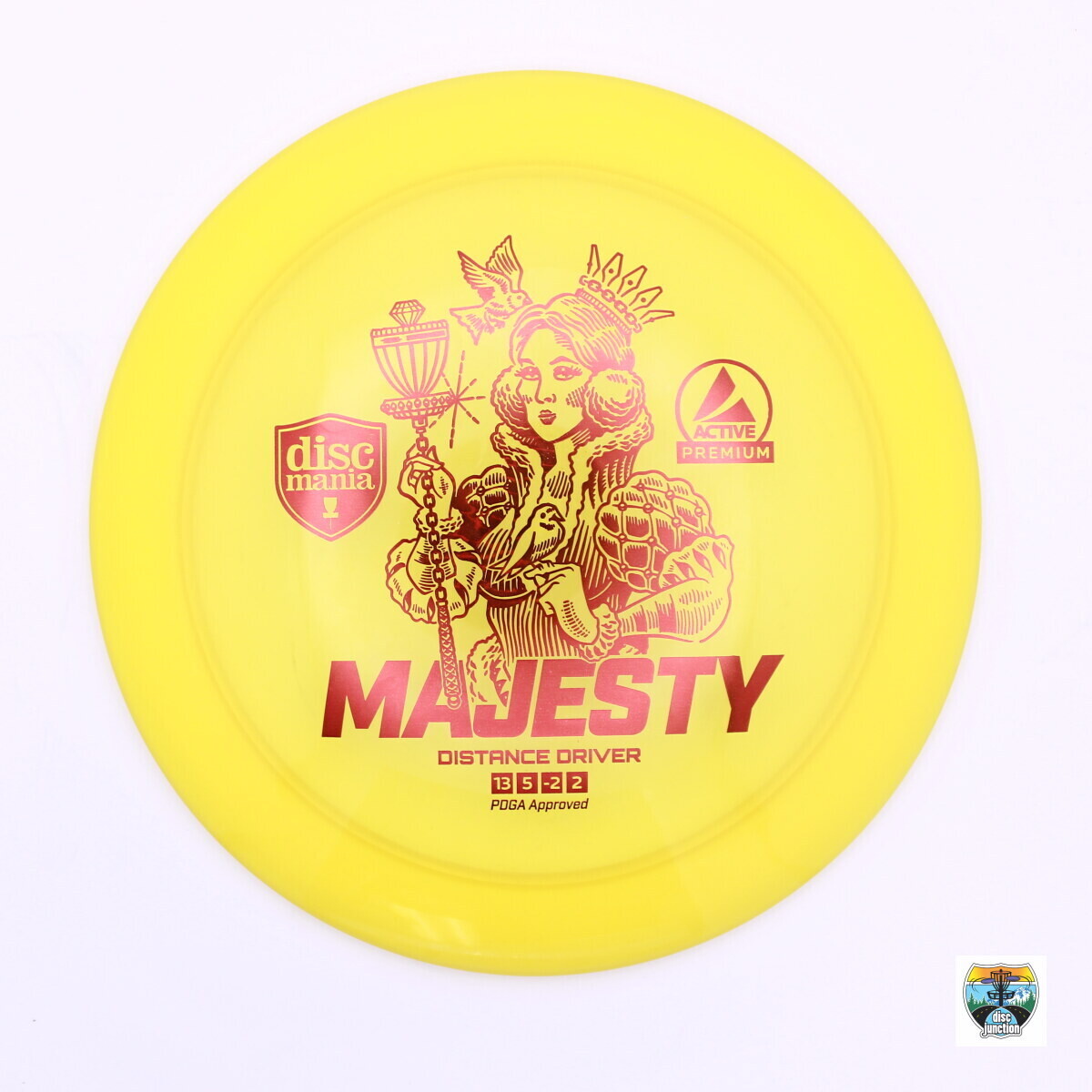 Discmania Active Premium Majesty, Manufacturer Weight Range: 165-174 Grams, Color: Yellow, Serial Number: 0003-0062