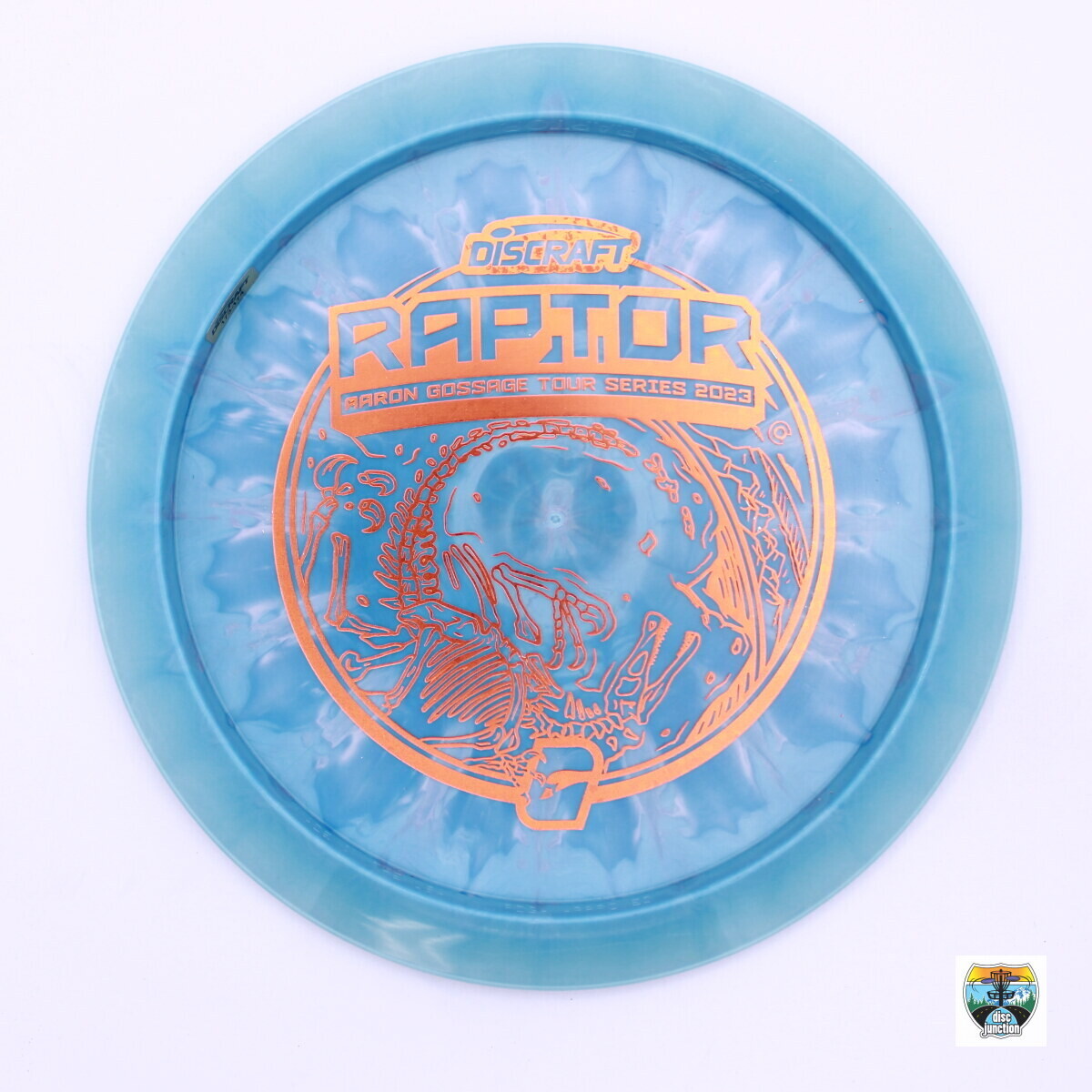 Discraft ESP Swirl Raptor 2023 Tour Series Aaron Gossage Bottom Stamp