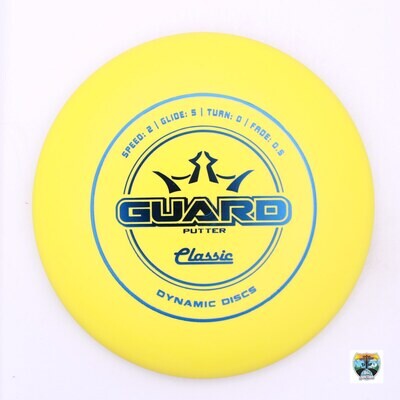 Dynamic Discs Classic Guard, Manufacturer Weight Range: 173-176 Grams, Color: Yellow, Serial Number: 0002-0167