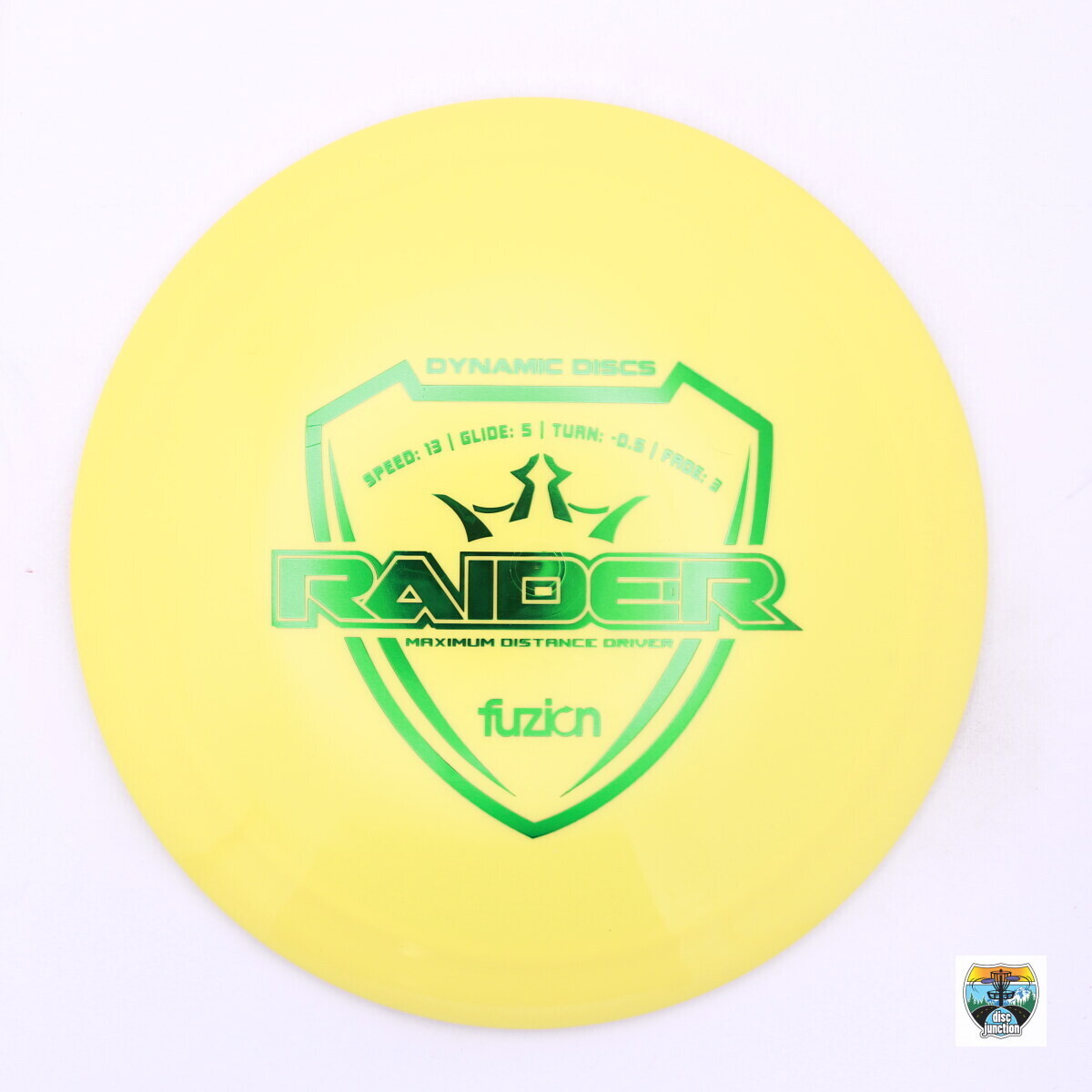 Dynamic Discs Fuzion Raider, Manufacturer Weight Range: 173-176 Grams, Color: Yellow, Serial Number: 0002-0313