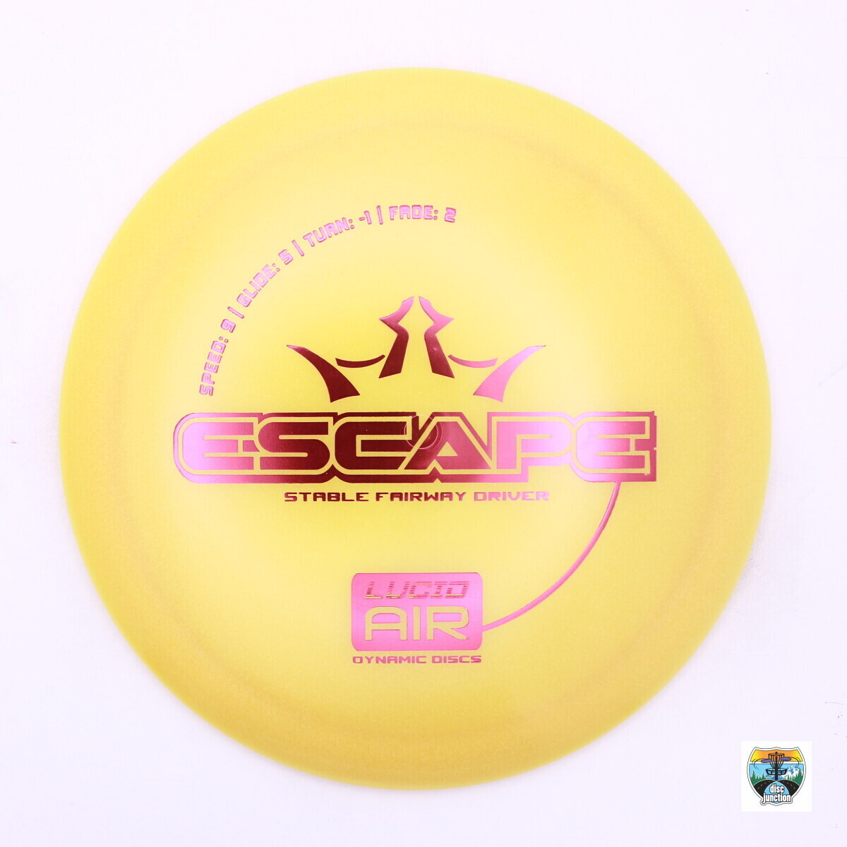 Dynamic Discs Lucid Air Escape, Manufacturer Weight Range: 155-159 Grams, Color: Yellow, Serial Number: 0002-0359