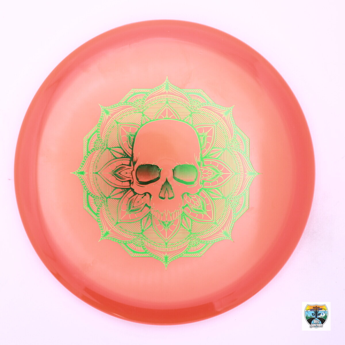 Dynamic Discs Lucid Justice Skull Stamp, Manufacturer Weight Range: 173-176 Grams, Color: Orange, Serial Number: 0000-0036