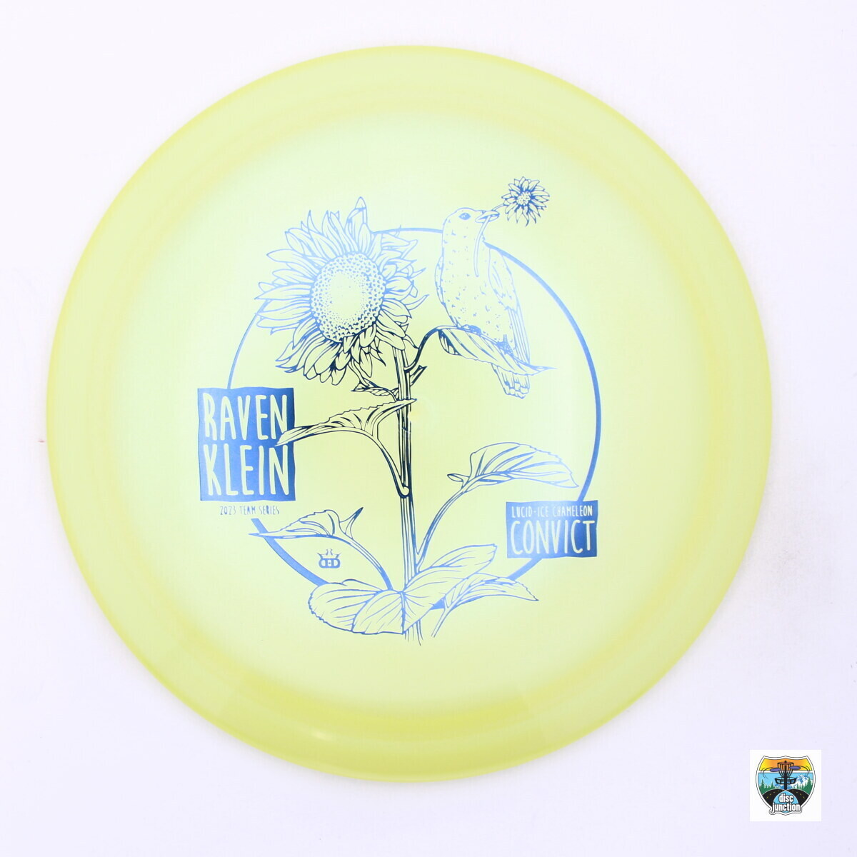 Dynamic Discs Lucid-Ice Chameleon Convict 2023 Team Series Raven Klein, Manufacturer Weight Range: 173-176 Grams, Color: Yellow, Serial Number: 0021-0004