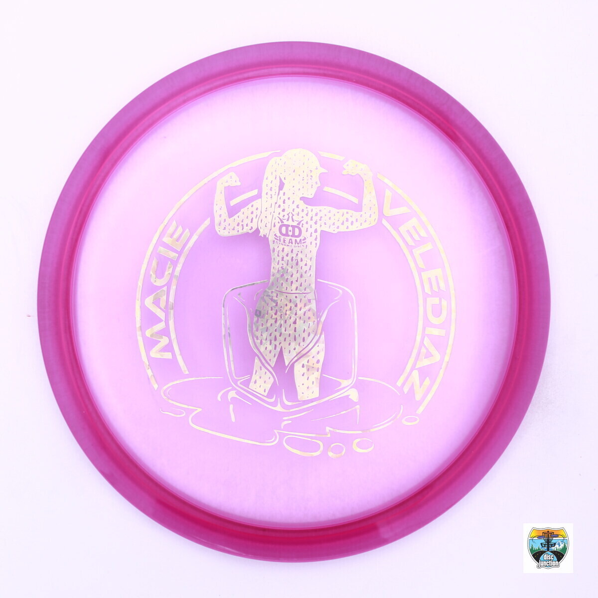 Dynamic Discs Lucid-Ice Justice 2022 Team Series Macie Velediaz, Manufacturer Weight Range: 173-176 Grams, Color: Purple, Serial Number: 0002-0024