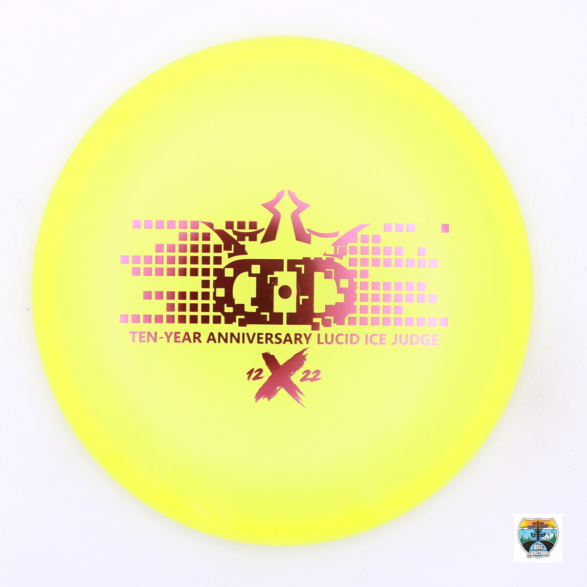 Dynamic Discs Lucid-Ice Judge 10 Year Anniversary Stamp, Manufacturer Weight Range: 173-176 Grams, Color: Yellow, Serial Number: 0002-0627