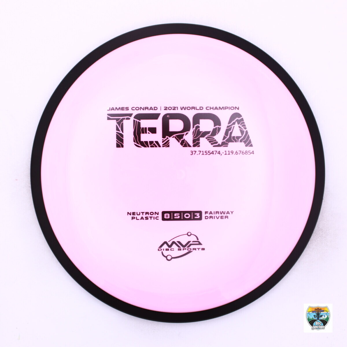MVP Neutron Terra James Conrad 2021 World Champion, Manufacturer Weight Range: 170-175 Grams, Color: Pink/Black, Serial Number: 0015-0559