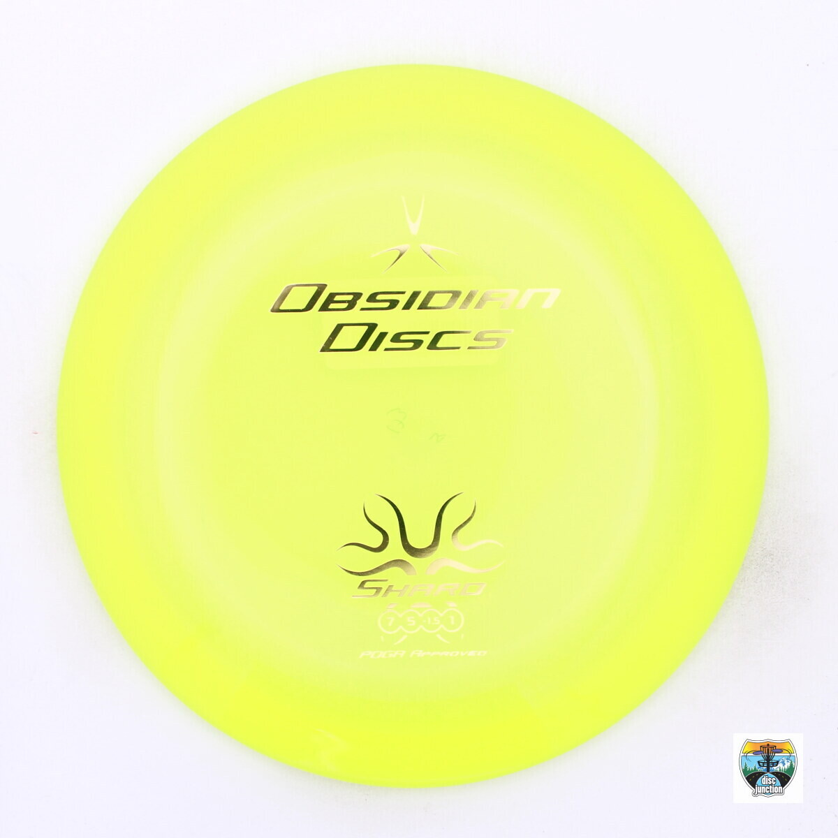Obsidian Discs H9 Shard, Manufacturer Weight Range: 173-176 Grams, Color: Yellow, Serial Number: 0009-0208
