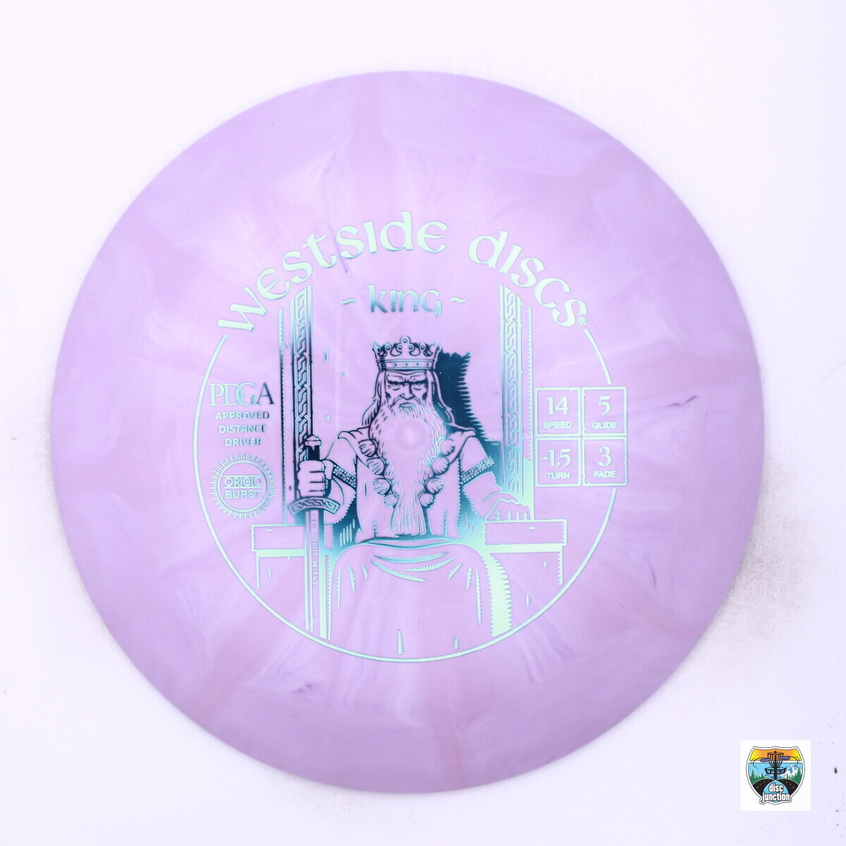 Westside Discs Origio Burst King, Manufacturer Weight Range: 173-176 Grams, Color: Purple, Serial Number: 0002-1304