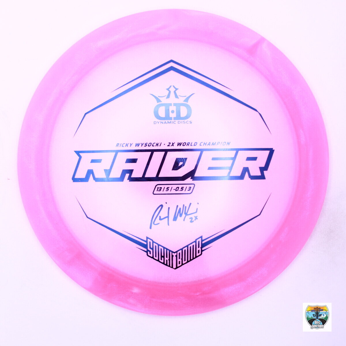 Dynamic Discs Lucid-Ice Glimmer Raider Ricky Wysocki 2x Sockibomb