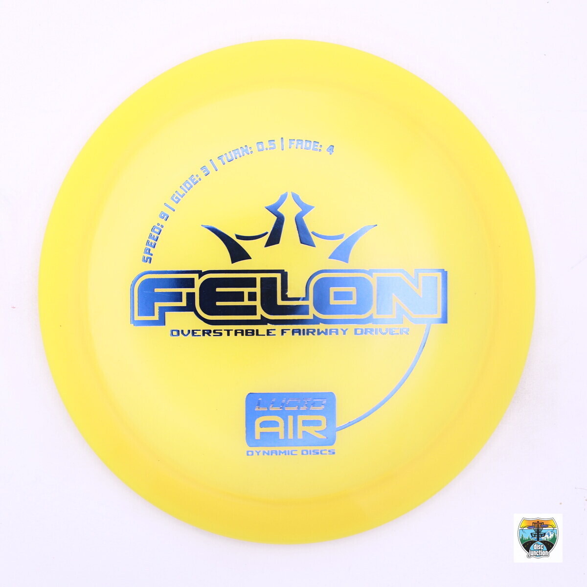 Dynamic Discs Lucid Air Felon, Manufacturer Weight Range: 155-159 Grams, Color: Yellow, Serial Number: 0002-0371