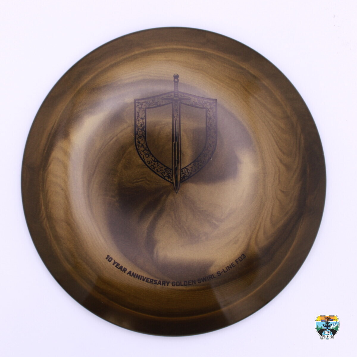 Discmania Golden Swirl S-Line FD3 10 Year Anniversary, Manufacturer Weight Range: 173-176 Grams, Color: Gold, Serial Number: 0138-0013