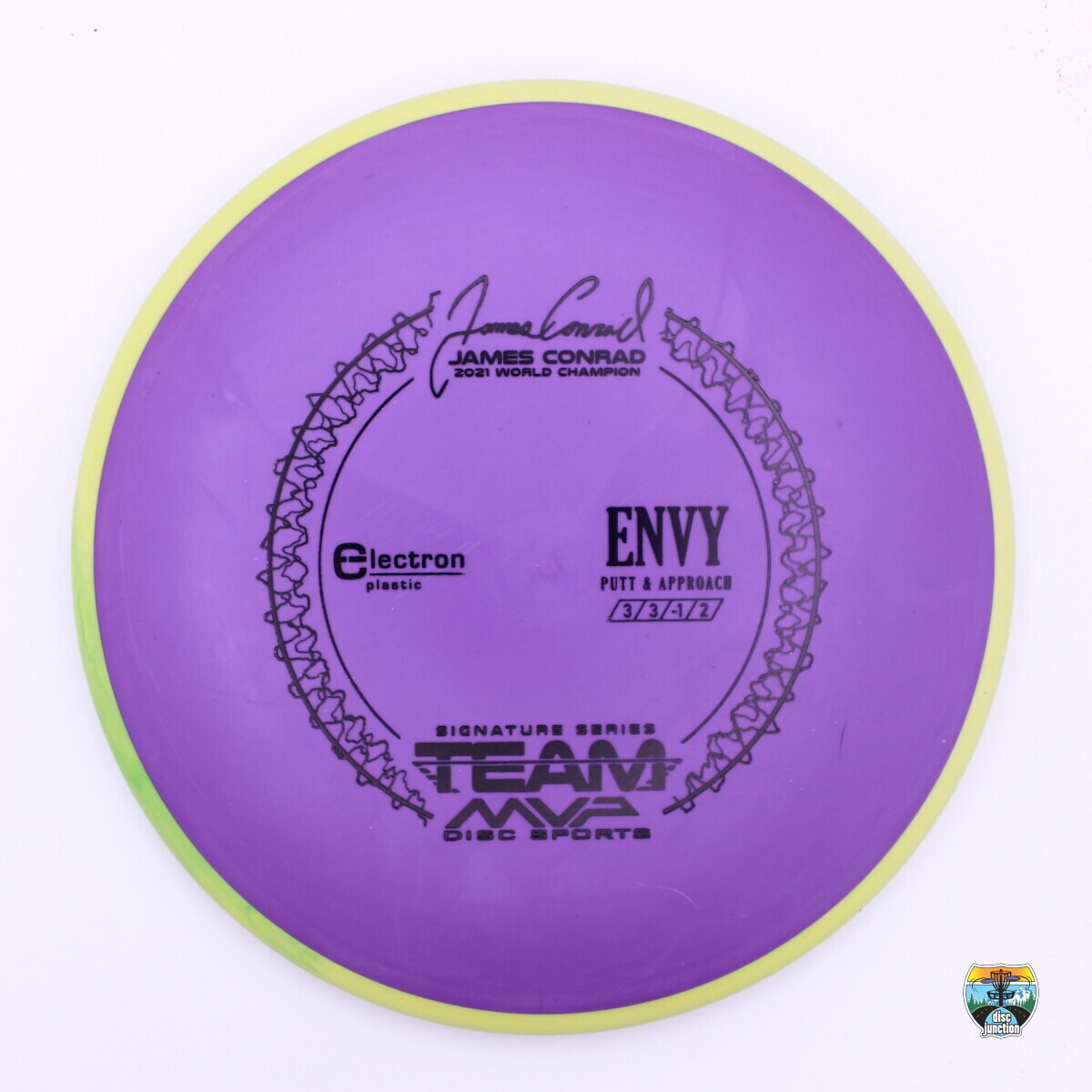Axiom Electron Envy Signature Series James Conrad, Manufacturer Weight Range: 170-175 Grams, Color: Purple/Yellow, Serial Number: 0061-0036
