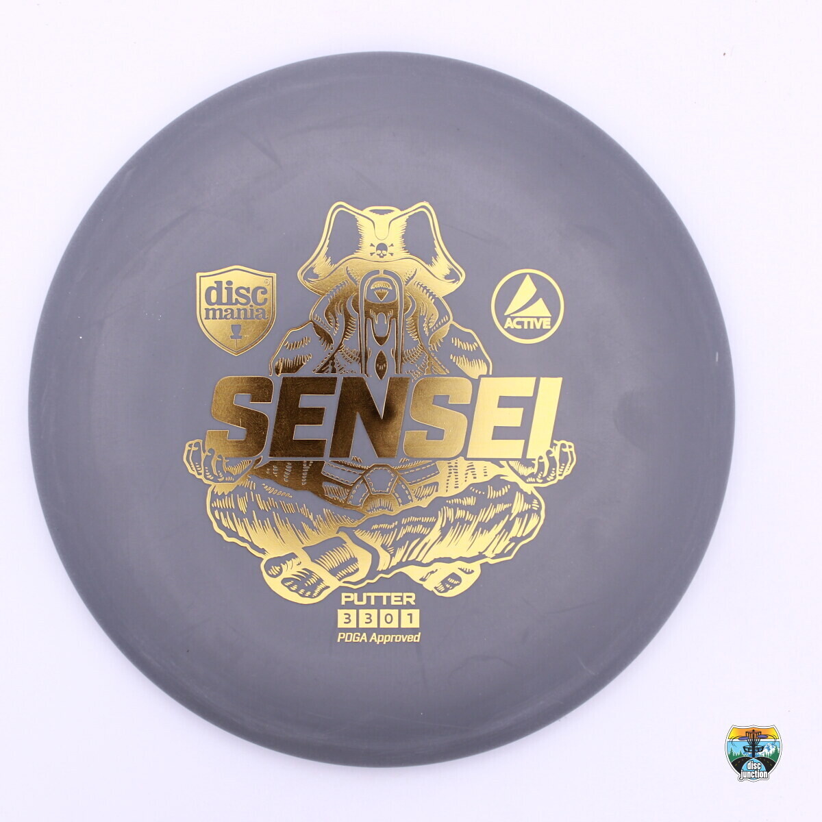 Discmania Active Sensei Limited Edition Pirate Stamp, Manufacturer Weight Range: 173-175 Grams, Color: Grey, Serial Number: 0074-0010