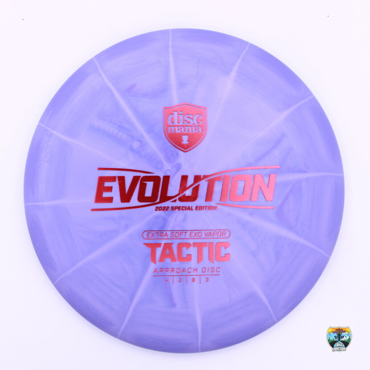 Discmania Extra Soft Exo Evolution Vapor Tactic 2022 Special Edition, Manufacturer Weight Range: 173-176 Grams, Color: Purple, Serial Number: 0074-0032