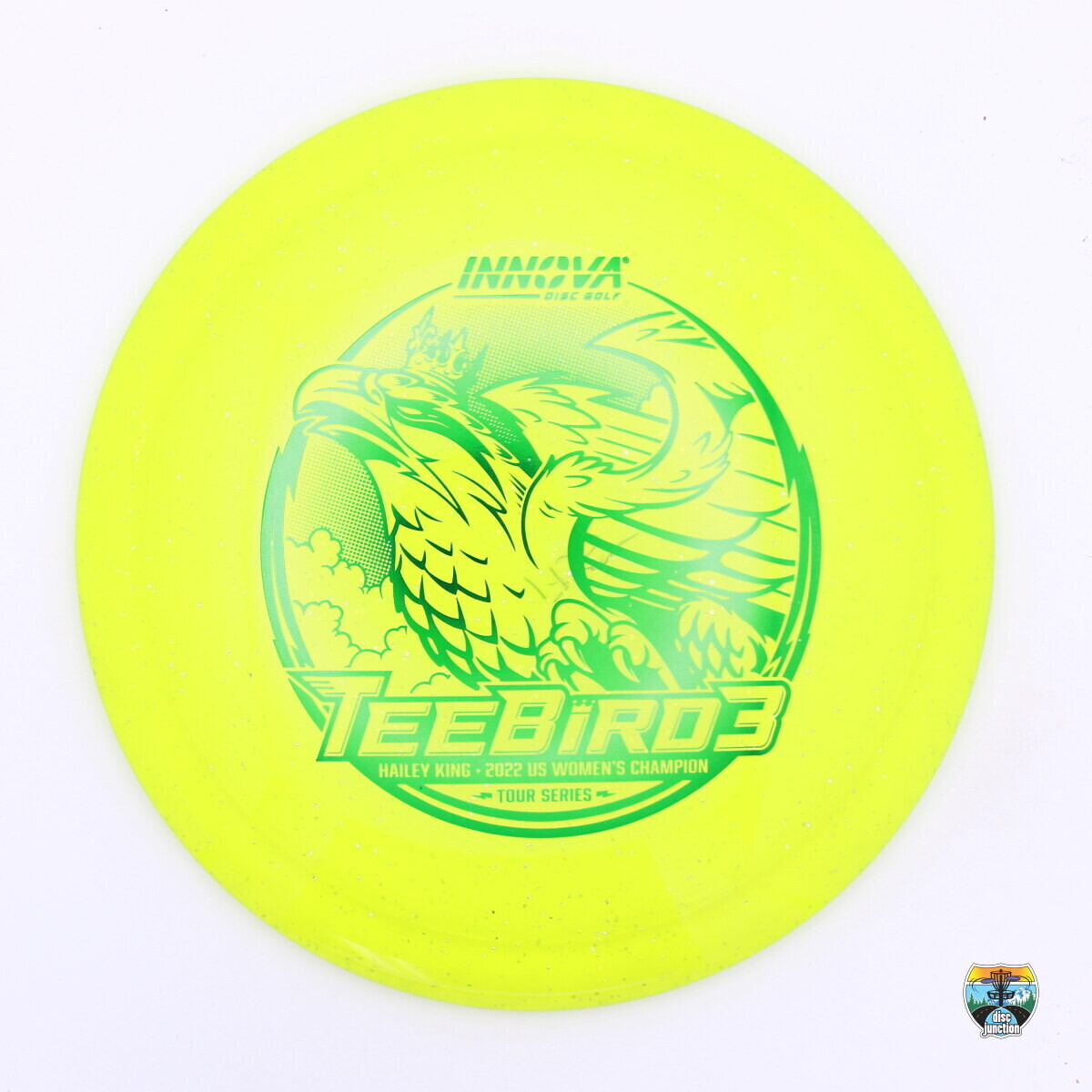 Innova Metal Flake Champion Teebird3 2024 Tour Series Hailey King, Manufacturer Weight Range: 173-175 Grams, Color: Yellow, Serial Number: 0157-0026