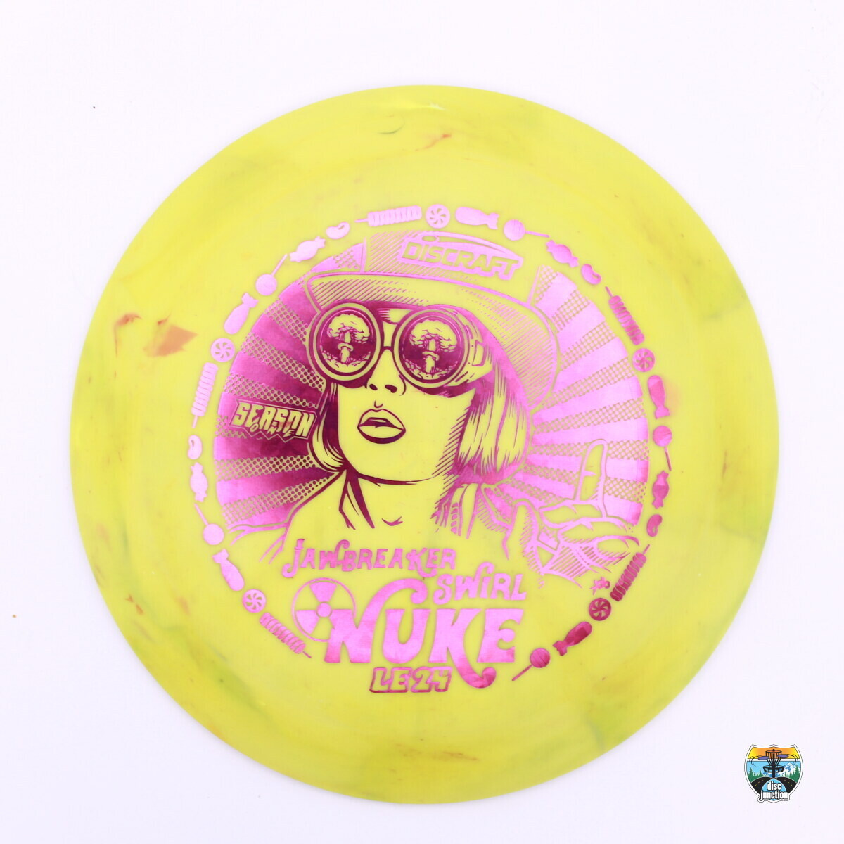 Discraft Jawbreaker Swirl Nuke Ledgestone Edition 2024 Season 1, Manufacturer Weight Range: 170-172 Grams, Color: Yellow, Serial Number: 0141-0056