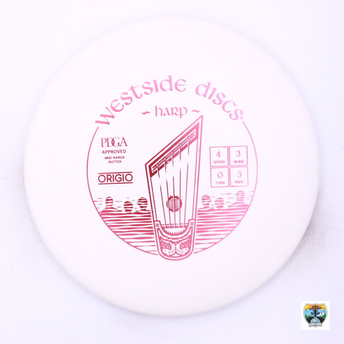 Westside Discs Origio Harp, Manufacturer Weight Range: 173-176 Grams, Color: White, Serial Number: 0002-1324