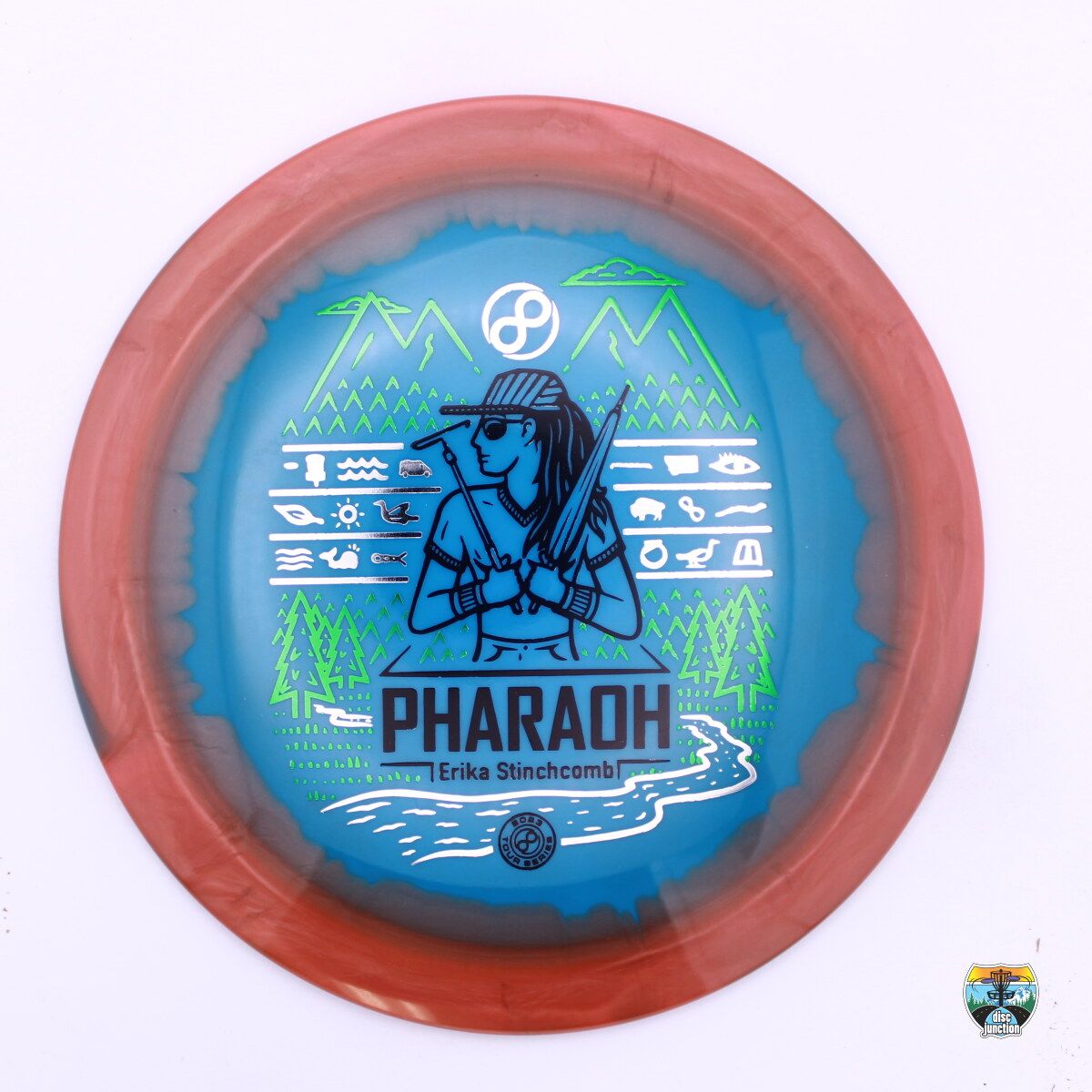 Infinite Discs Halo S-Blend Pharaoh 2023 Tour Series Erika Stinchcomb, Manufacturer Weight Range: 173-176 Grams, Color: Blue/Orange, Serial Number: 0204-0062