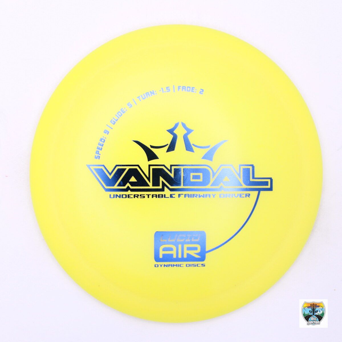 Dynamic Discs Lucid Air Vandal, Manufacturer Weight Range: 155-159 Grams, Color: Yellow, Serial Number: 0002-0389