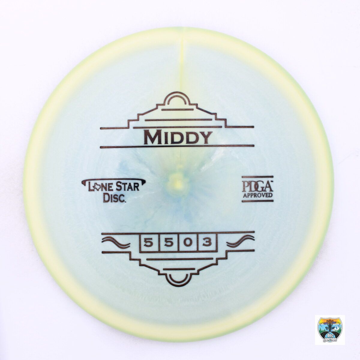Lone Star Disc Alpha Middy, Manufacturer Weight Range: 173-176 Grams, Color: Yellow, Serial Number: 0010-0614