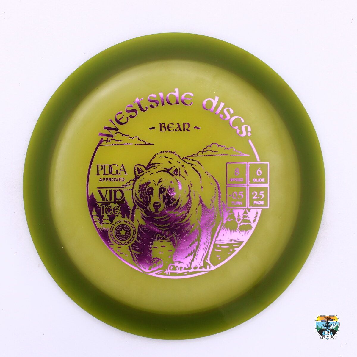 Westside Discs VIP-Ice Bear First Run, Manufacturer Weight Range: 173-176 Grams, Color: Green, Serial Number: 0000-0127