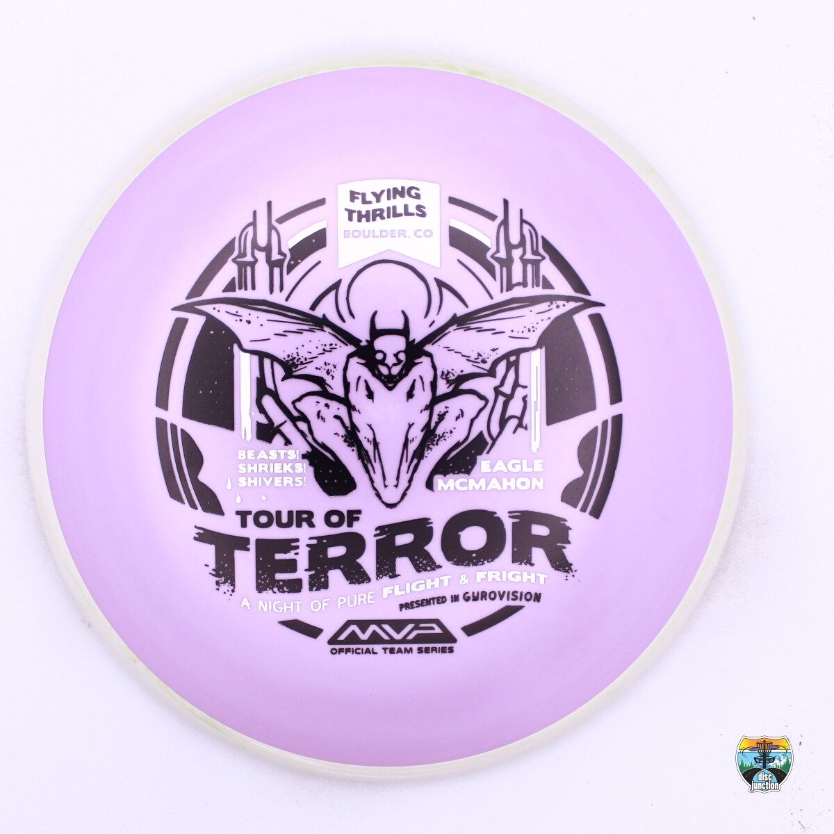 Axiom Fission Pyro 2024 Team Series Eagle McMahon Halloween Edition Tour of Terror A Night of Pure Flight and Fright, Manufacturer Weight Range: 176-179 Grams, Color: Purple/White, Serial Number: 0320-0071