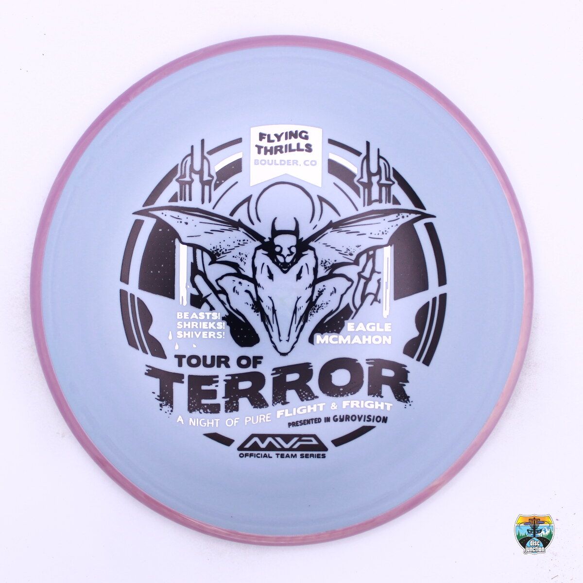 Axiom Fission Pyro 2024 Team Series Eagle McMahon Halloween Edition Tour of Terror A Night of Pure Flight and Fright, Manufacturer Weight Range: 176-179 Grams, Color: Blue/Purple, Serial Number: 0320-0050