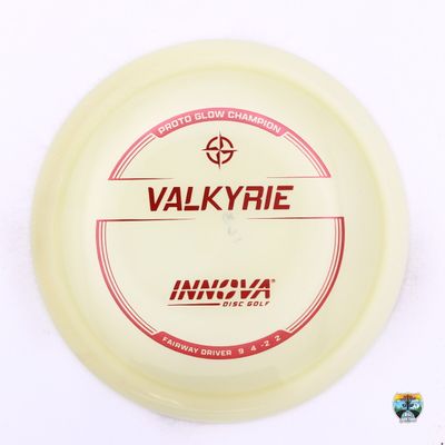 Innova Champion Proto Glow Valkyrie, Manufacturer Weight Range: 160-164 Grams, Color: Glow, Serial Number: 0389-0065